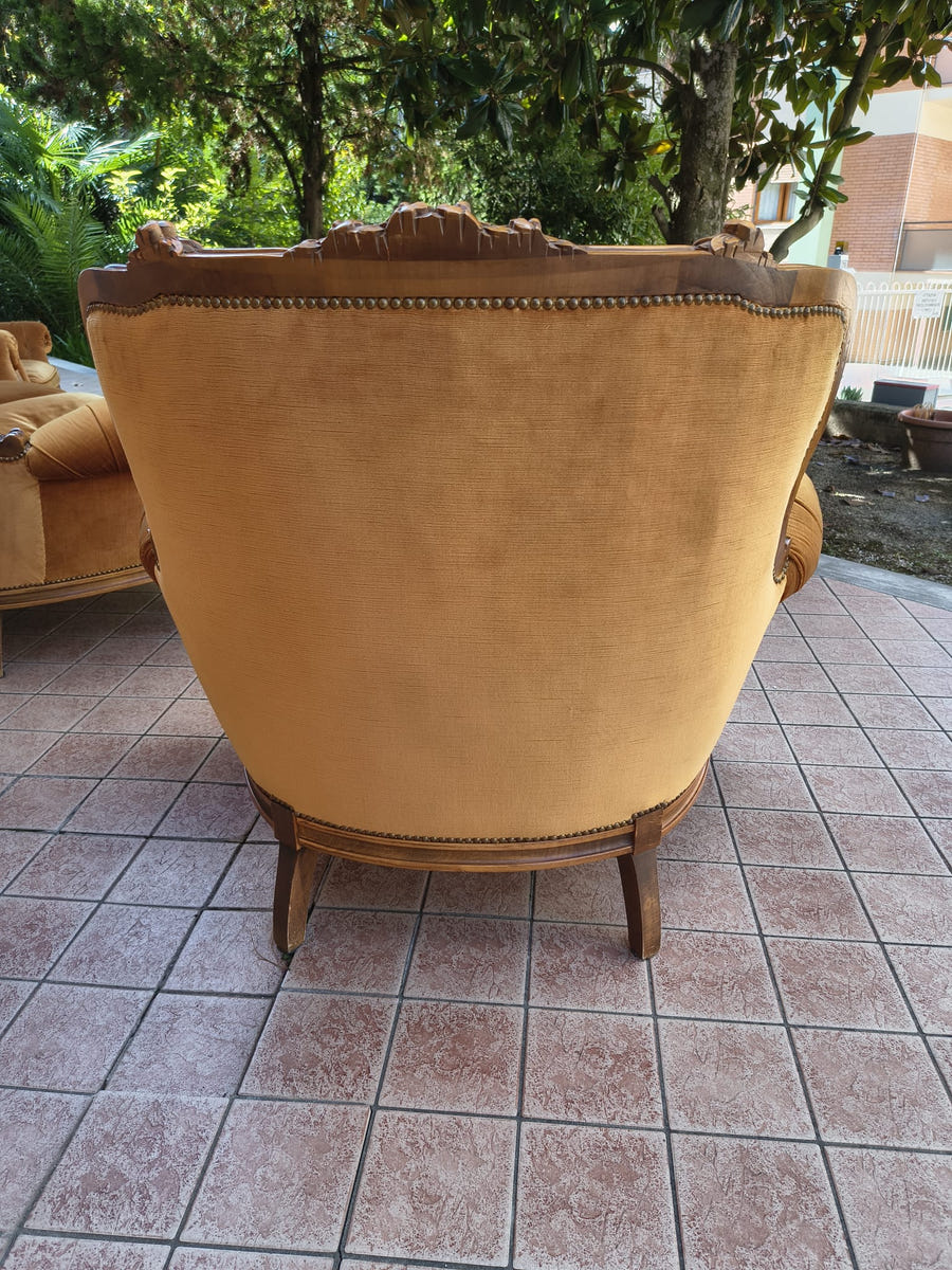 Divano + 2 poltrone velluto giallo