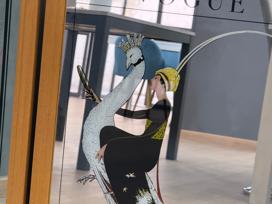Vogue coppia quadri incorniciati con illustrazioni pubblicitarie Art Déco