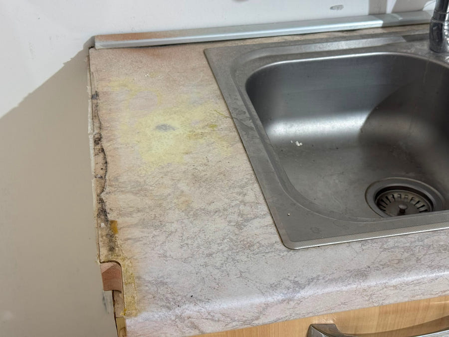 Cucina lineare con elettrodomestici