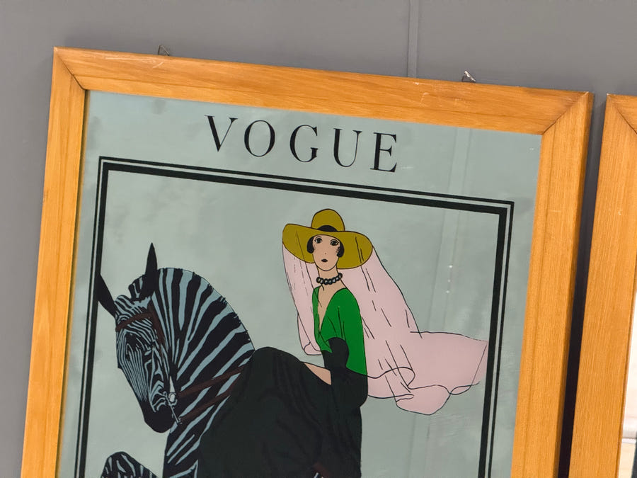 Vogue coppia quadri incorniciati con illustrazioni pubblicitarie Art Déco