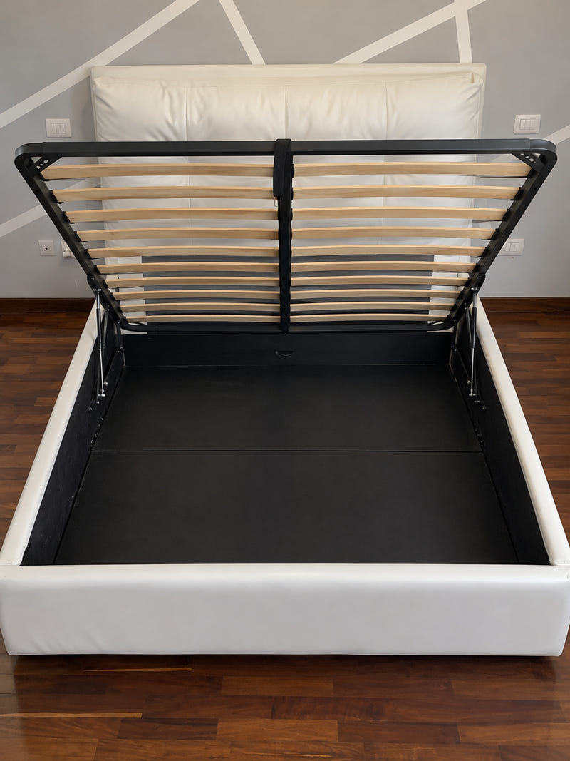 Letto contenitore matrimoniale in ecopelle