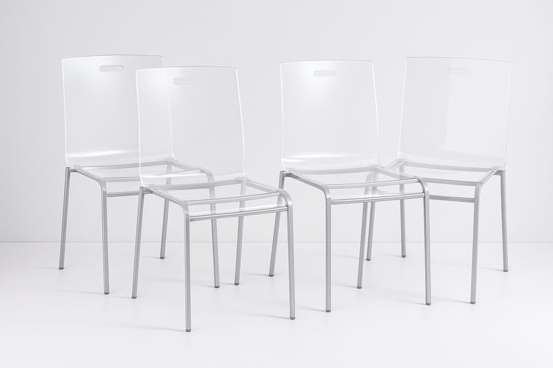 4 sedie trasparenti in plexiglass