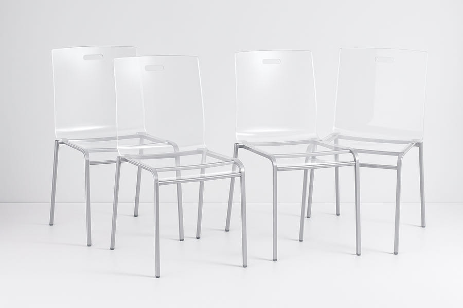 4 sedie trasparenti in plexiglass