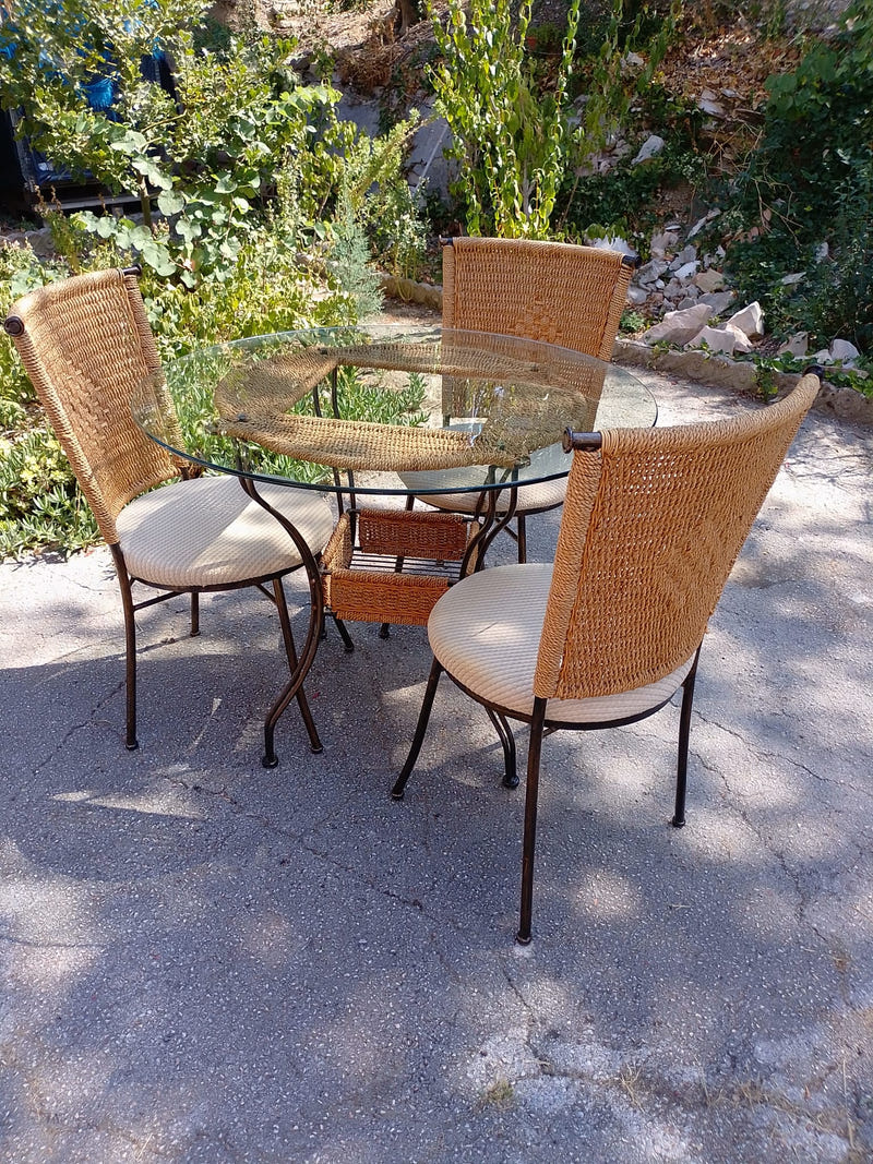 Set da giardino ferro battuto e vimini