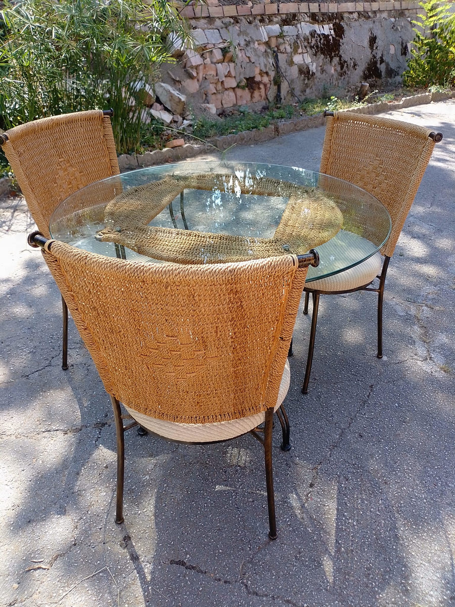 Set da giardino ferro battuto e vimini