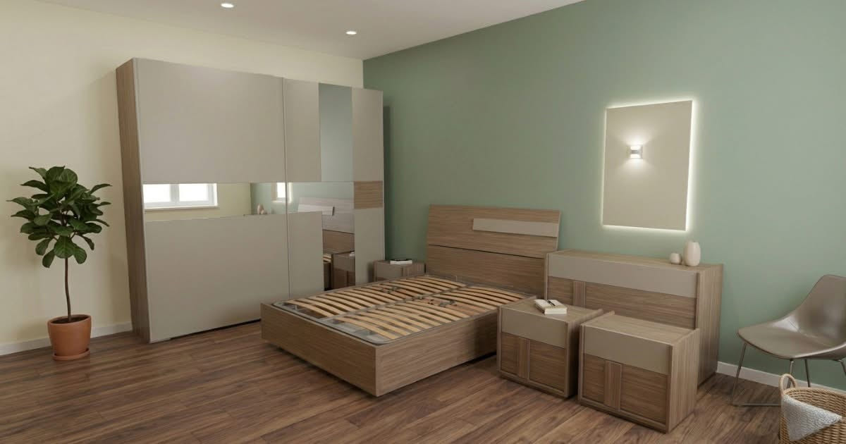 Camera Nuova imballata con Letto Contenitore e Armadio Scorrevole