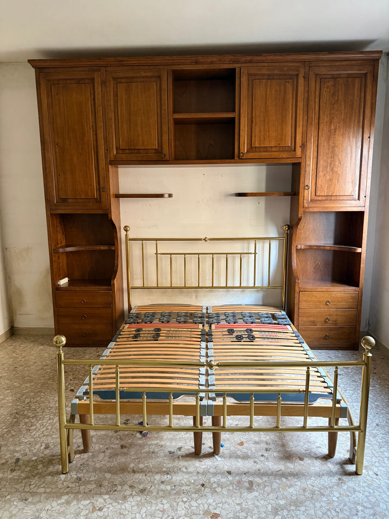 Armadio a ponte matrimoniale in legno (letto e rete a parte)