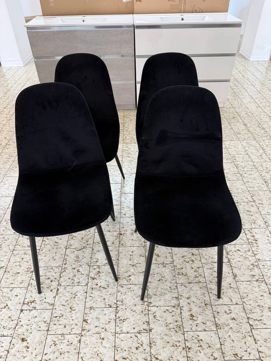 4 sedie in velluto nero