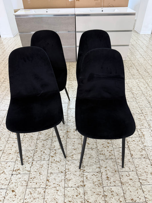 4 sedie in velluto nero