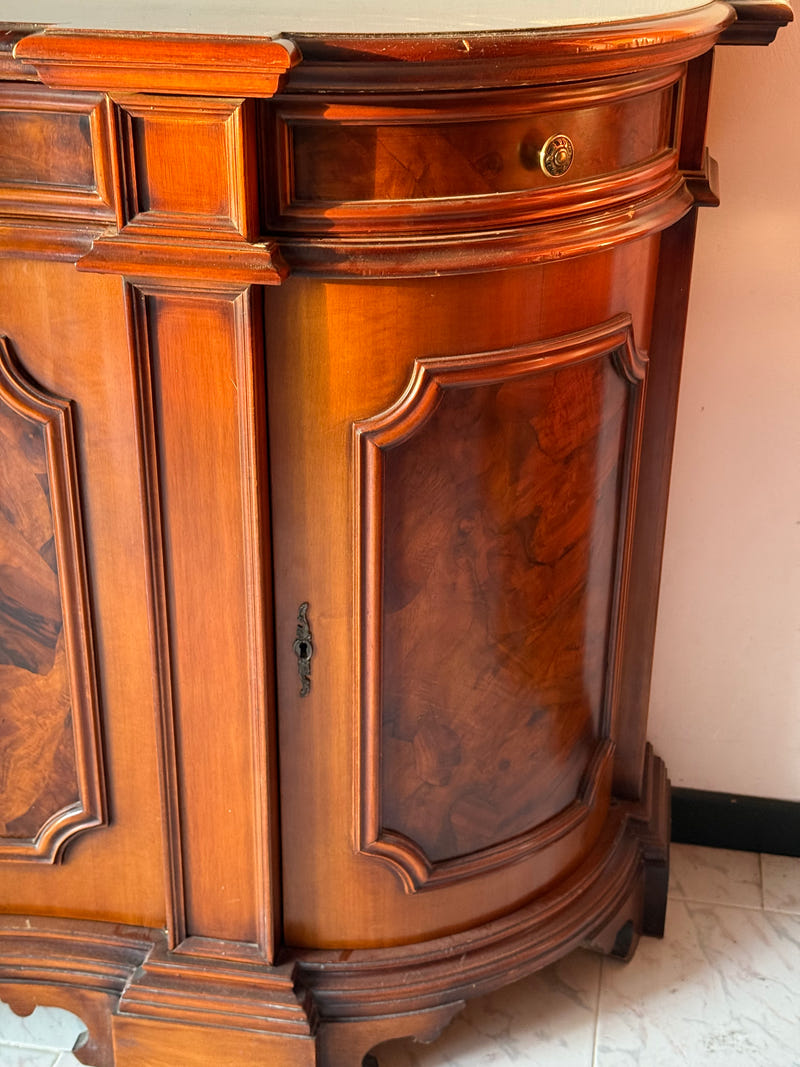 Sala completa in radica: credenza alta + credenza bassa + tavolo con sedie