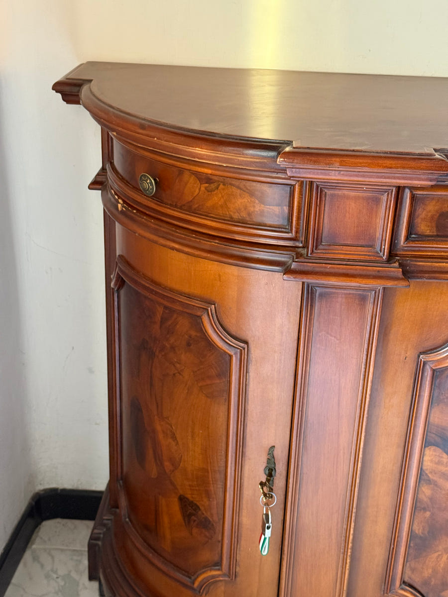 Sala completa in radica: credenza alta + credenza bassa + tavolo con sedie