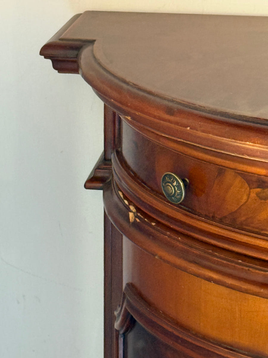 Sala completa in radica: credenza alta + credenza bassa + tavolo con sedie