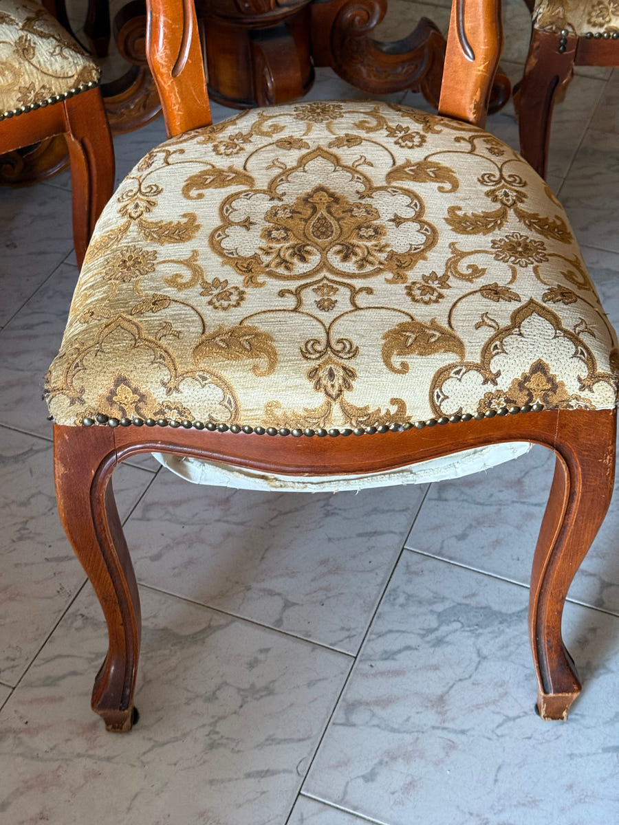 Sala completa in radica: credenza alta + credenza bassa + tavolo con sedie