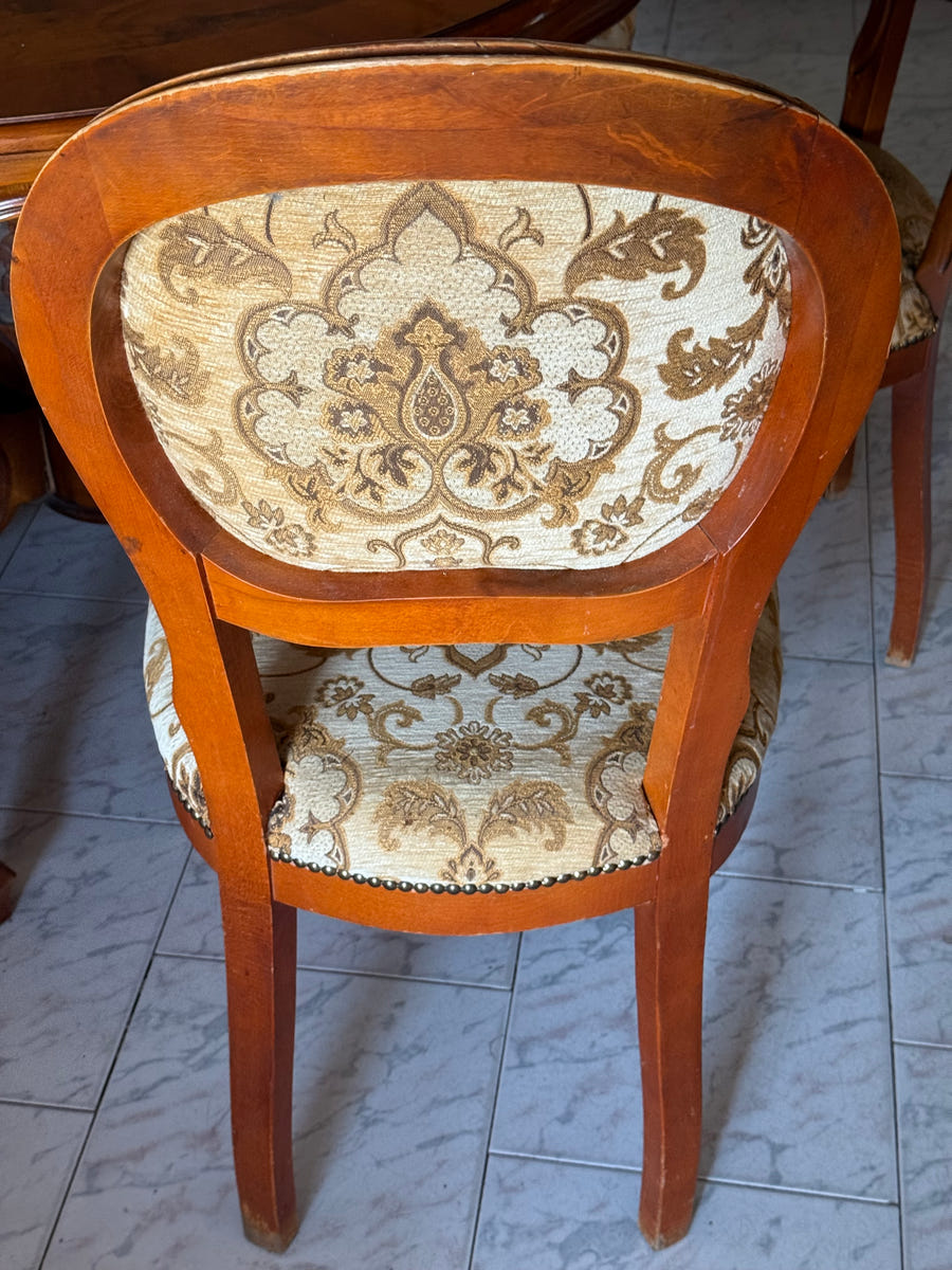 Sala completa in radica: credenza alta + credenza bassa + tavolo con sedie