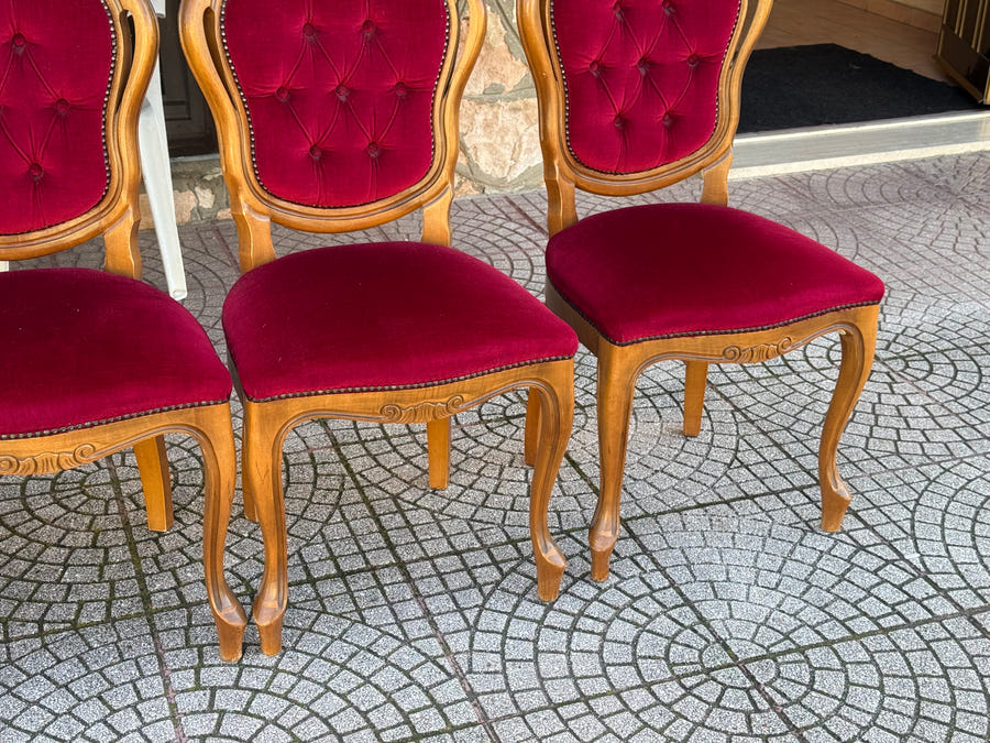 Sala completa in radica di noce: credenza + tavolo+ sedie