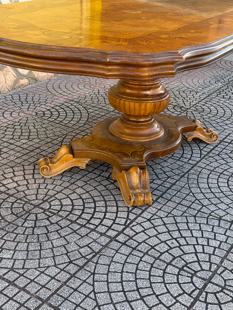 Sala completa in radica di noce: credenza + tavolo+ sedie