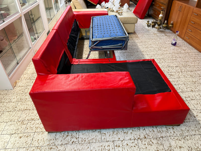 Divano letto angolare in pelle