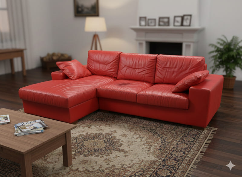 Divano letto angolare in pelle